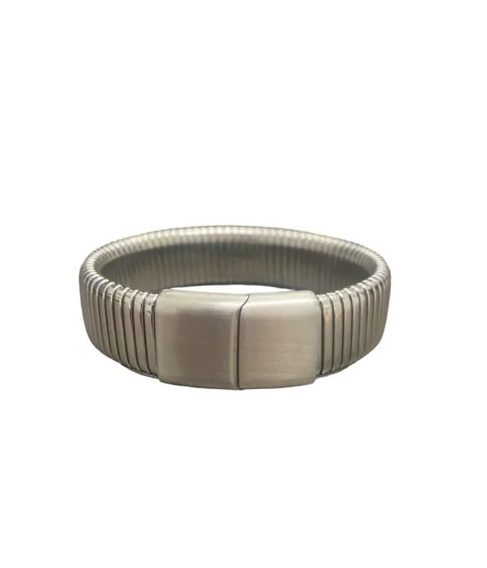 Silver Flat Stretch Magnetic Clasp Bracelet sold by Kenneth Jay Lane