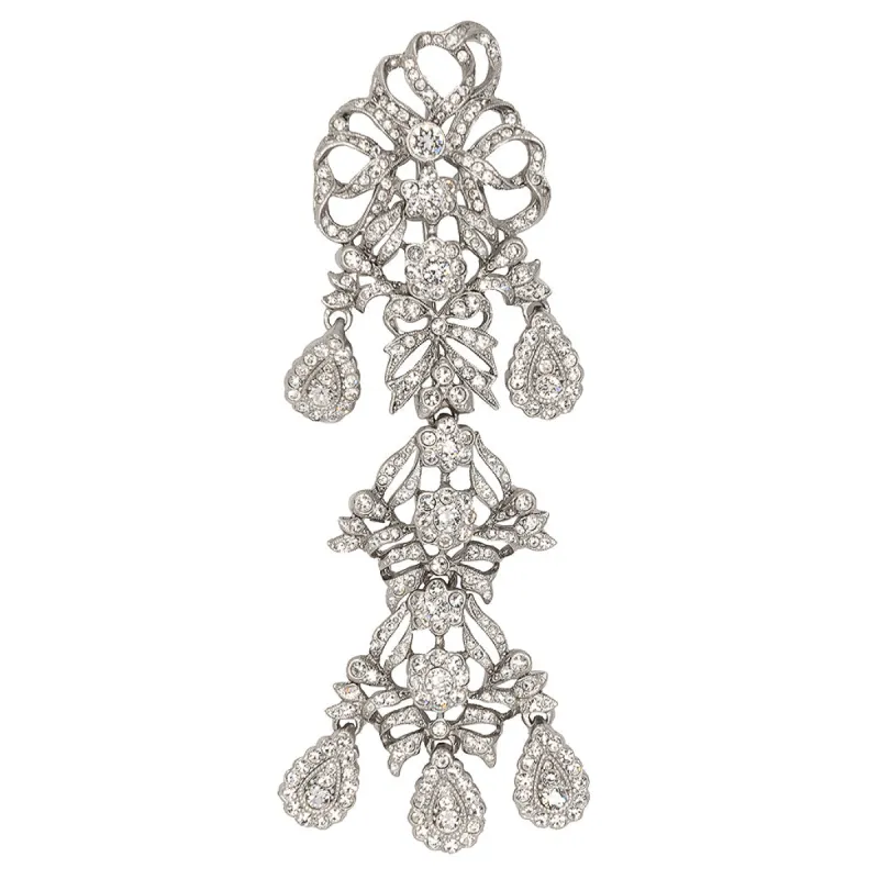 Antique Silver & Crystal Drop Pin sold by Kenneth Jay Lane