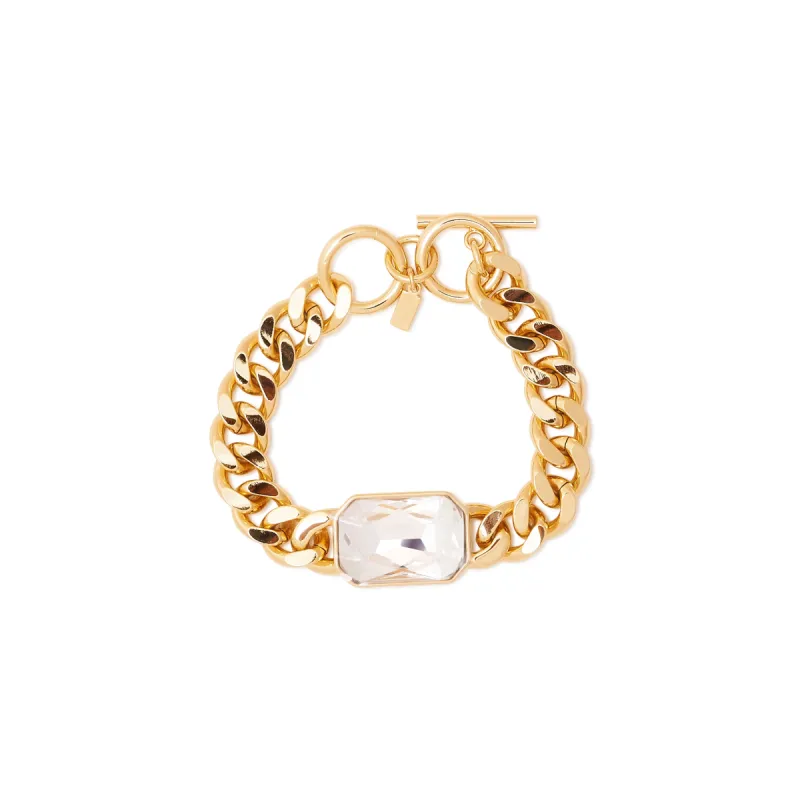 Gold Chain & Crystal Toggle Bracelet sold by Kenneth Jay Lane