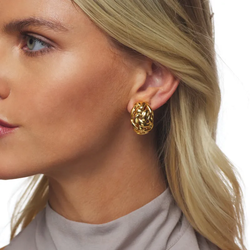 Polished Gold Weave Clip Earrings sold by Kenneth Jay Lane