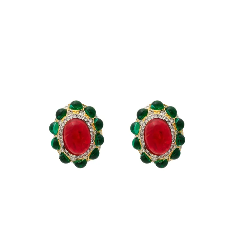 Gold & Gemstone Clip Earring sold by Kenneth Jay Lane
