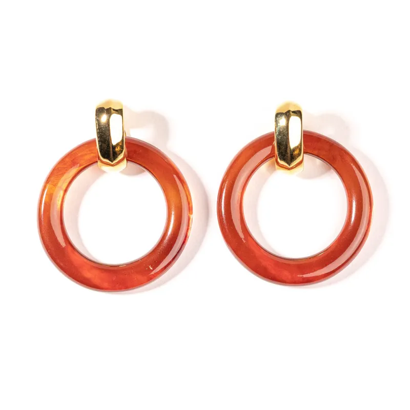 Gold and Tortoise Ring Doorknocker Clip Earring sold by Kenneth Jay Lane