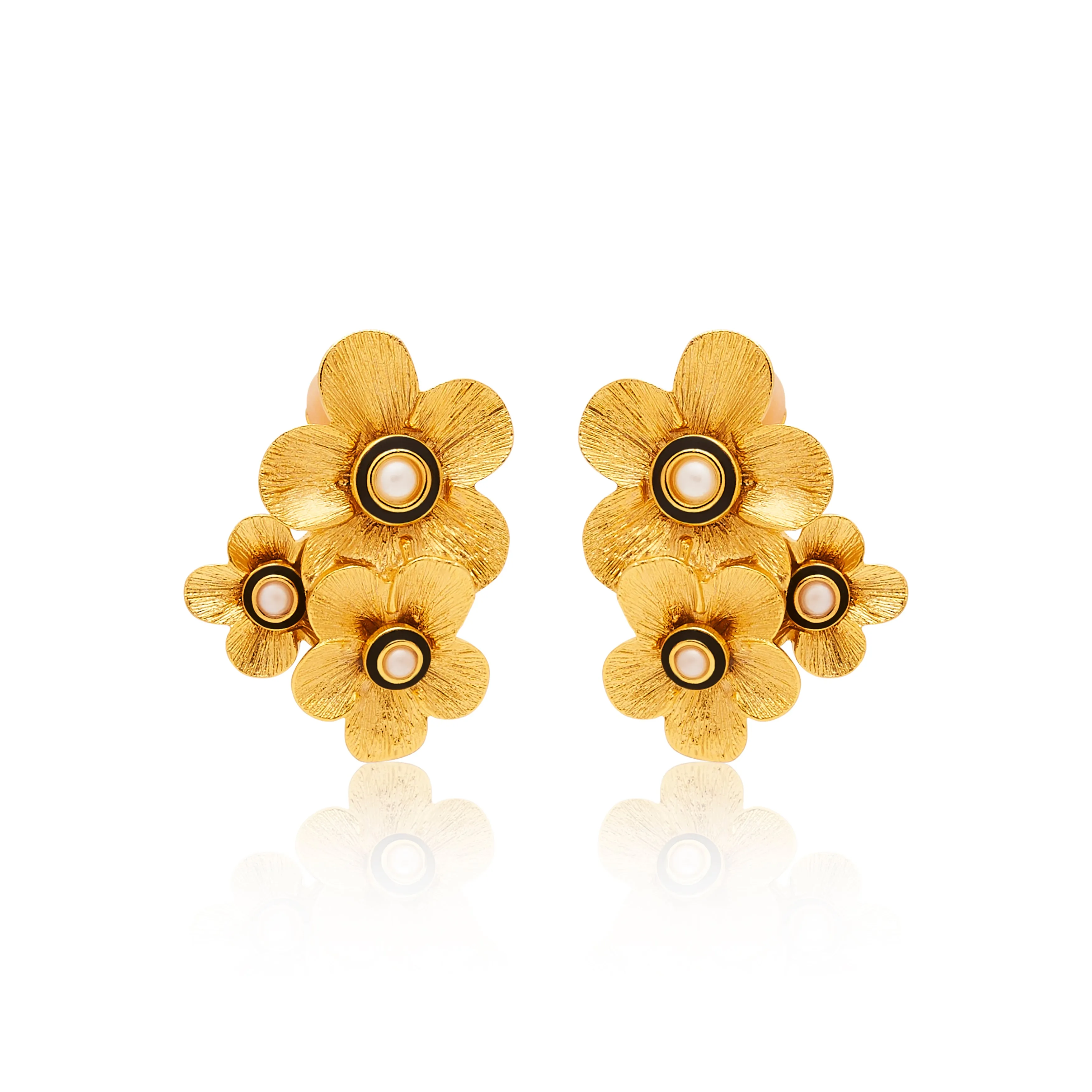 Gold & Pearl Floral Cluster Clip Earrings sold by Kenneth Jay Lane