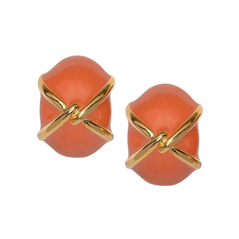 "X" Coral Button Clip Earring sold by Kenneth Jay Lane