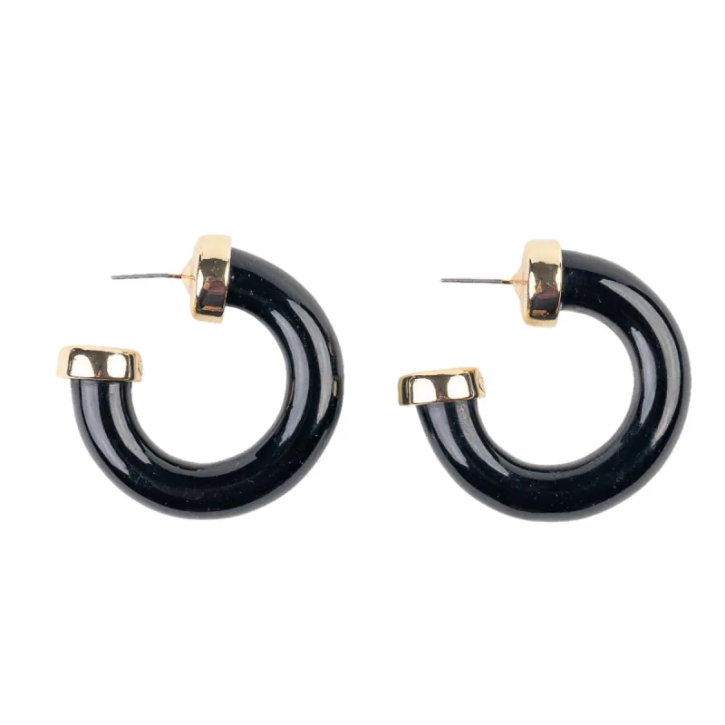 Black Polished Hoop Earring with Gold sold by Kenneth Jay Lane