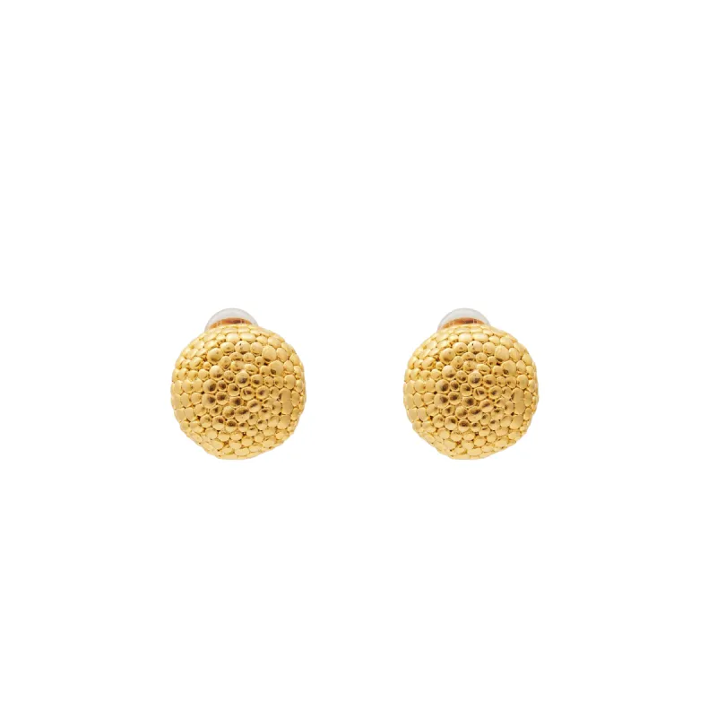 Gold Hammered Button Clip Earrings sold by Kenneth Jay Lane
