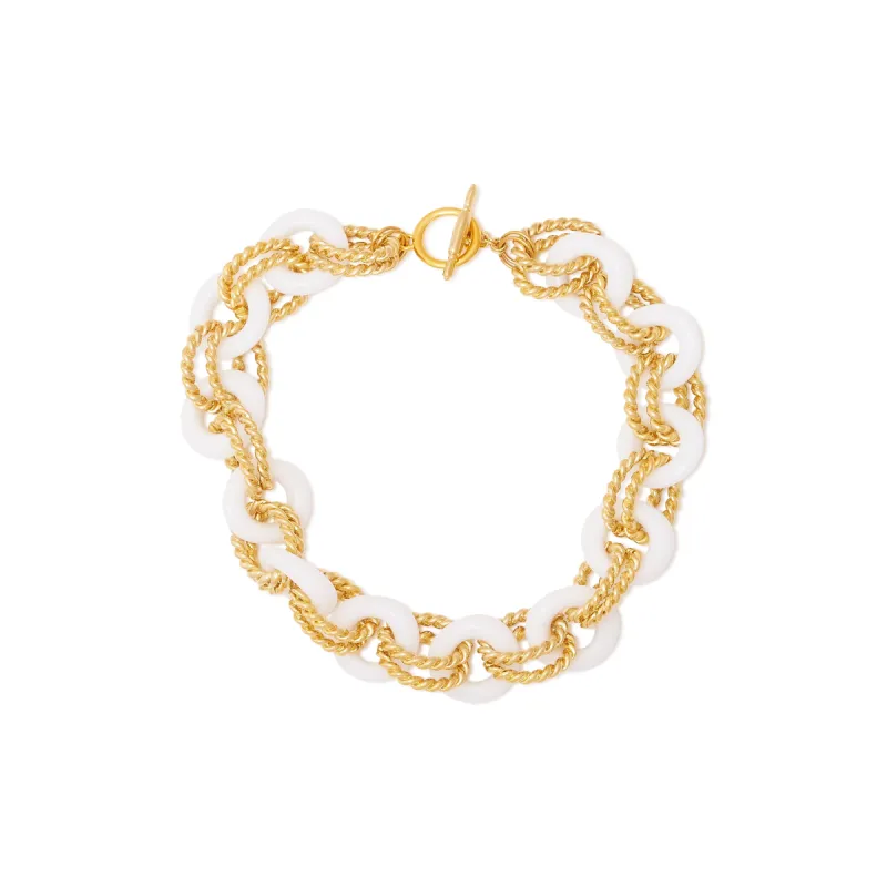 Gold & White Twist Link Necklace sold by Kenneth Jay Lane