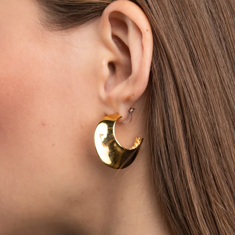 Polished Gold Tapered Hoop Pierced Earrings sold by Kenneth Jay Lane