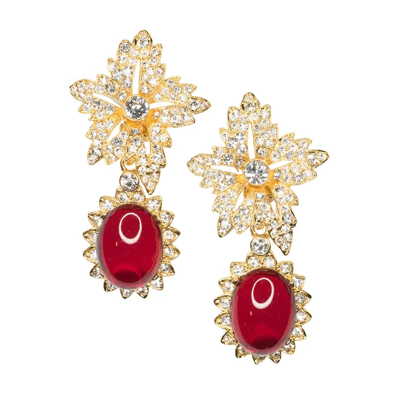 Ruby Drop Clip Earrings sold by Kenneth Jay Lane