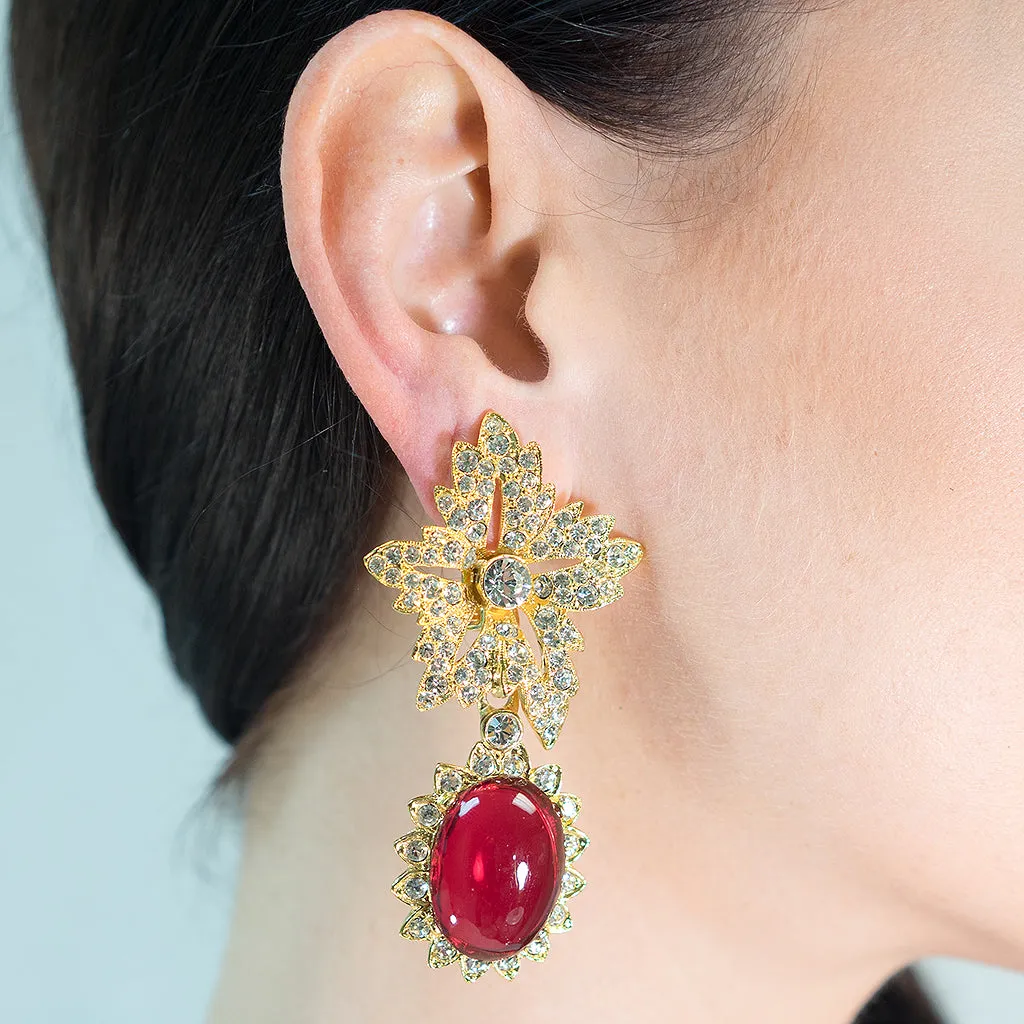 Ruby Drop Clip Earrings sold by Kenneth Jay Lane product image thumbnail 3