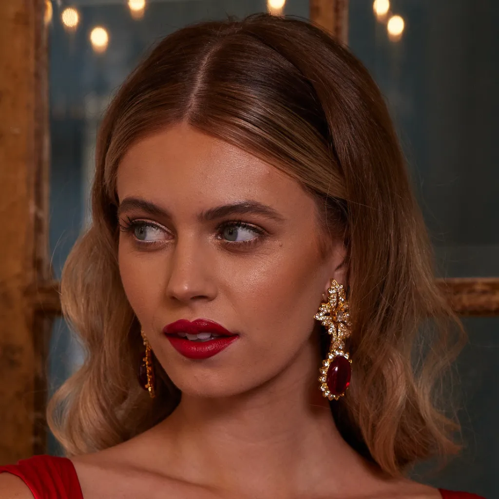 Ruby Drop Clip Earrings sold by Kenneth Jay Lane product image thumbnail 2