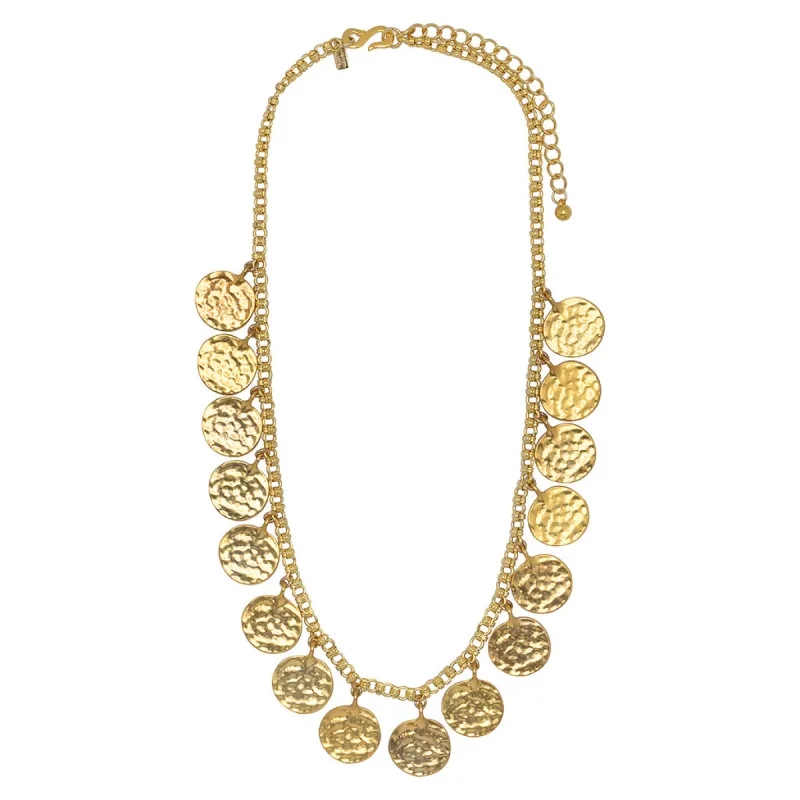 Satin Gold Coin Necklace sold by Kenneth Jay Lane