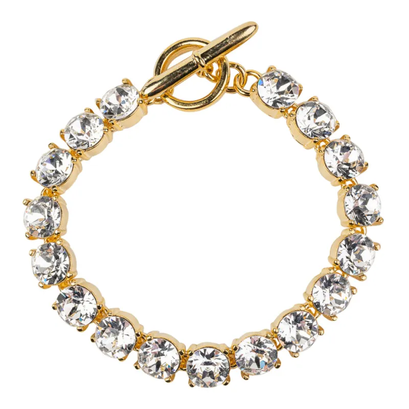 Gold Toggle Bracelet with Round Crystals sold by Kenneth Jay Lane