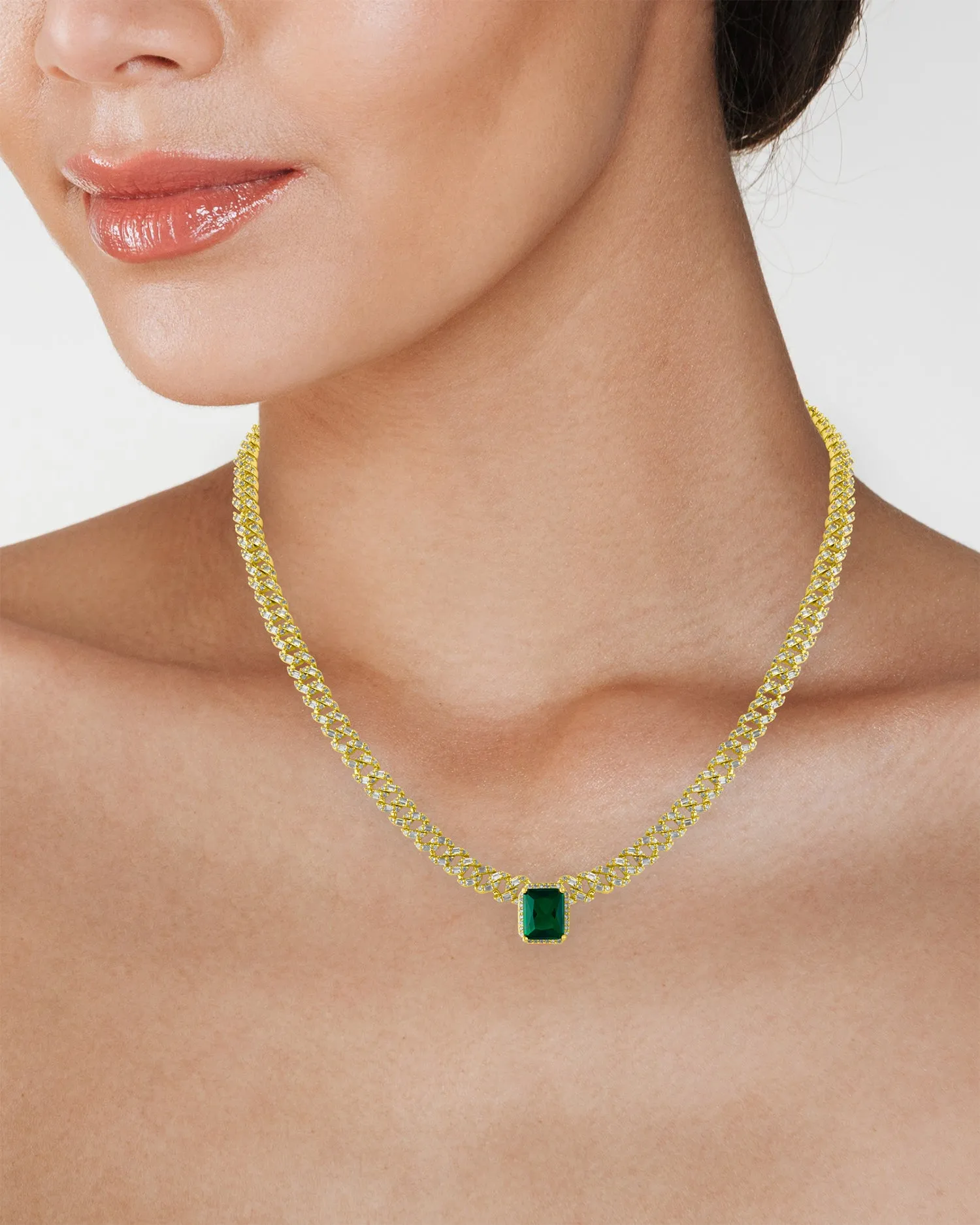 Emerald Center CZ Chain Necklace sold by Kenneth Jay Lane product image thumbnail 2