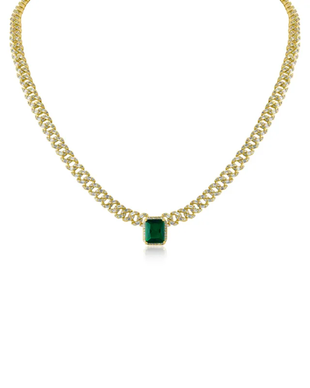 Emerald Center CZ Chain Necklace sold by Kenneth Jay Lane