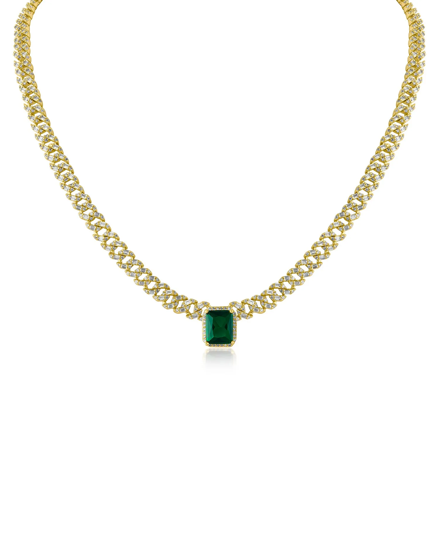 Emerald Center CZ Chain Necklace sold by Kenneth Jay Lane