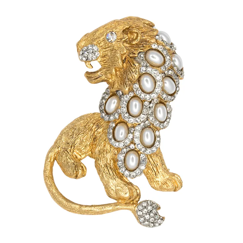 Pearl Lion Pin sold by Kenneth Jay Lane