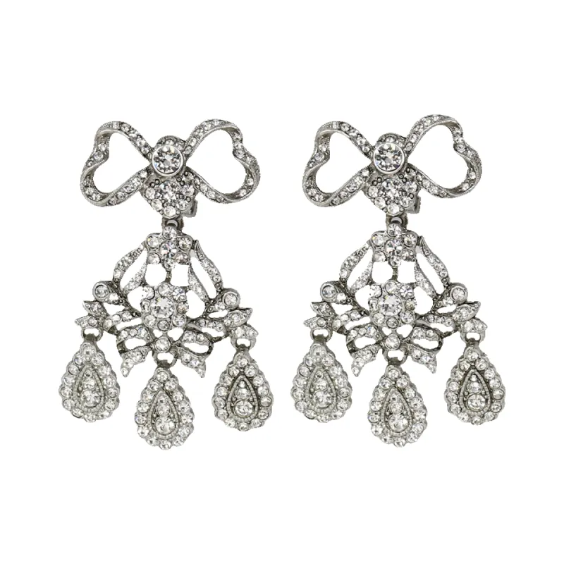 Antique Silver Bow Top Clip Earrings sold by Kenneth Jay Lane