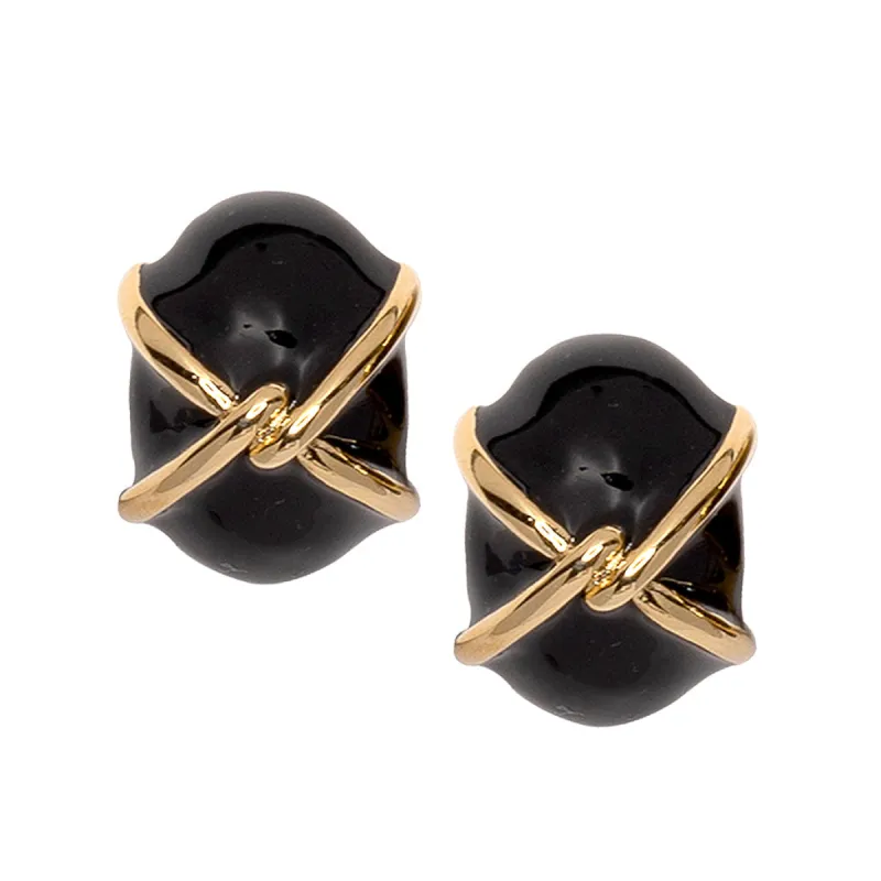 "X" Black Button Clip Earring sold by Kenneth Jay Lane