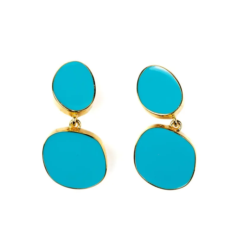 Polished Gold and Turquoise Clip Earrings sold by Kenneth Jay Lane
