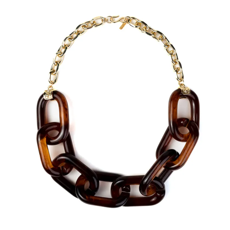 Gold Chain with Tortoise Resin Link Necklace sold by Kenneth Jay Lane