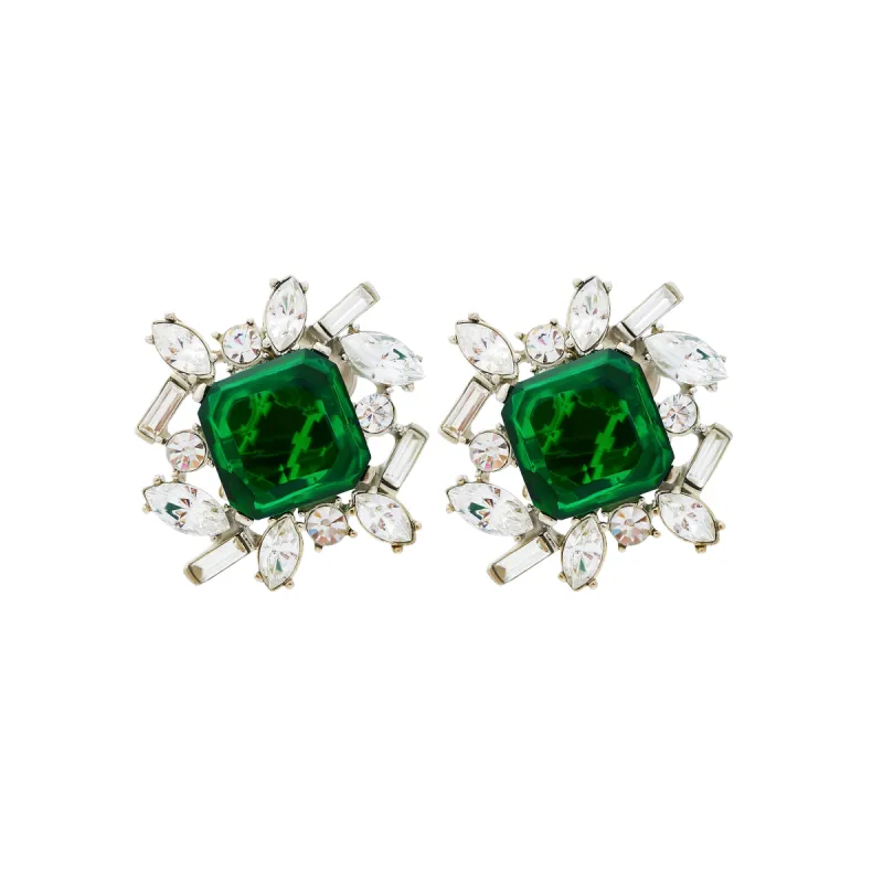 Emerald Rhinestone Clip Earrings sold by Kenneth Jay Lane