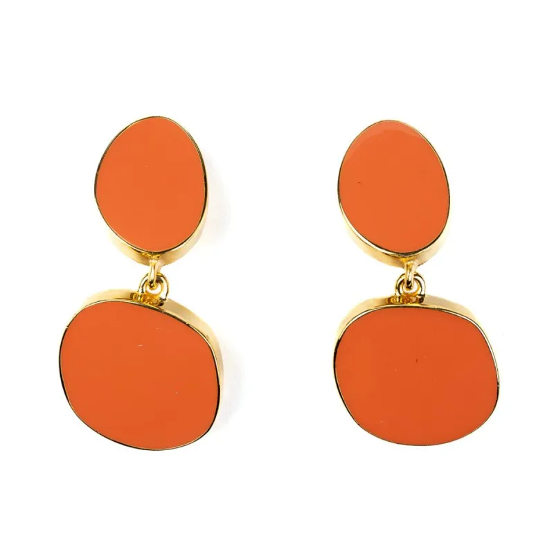 Polished Gold and Coral Clip Earrings sold by Kenneth Jay Lane