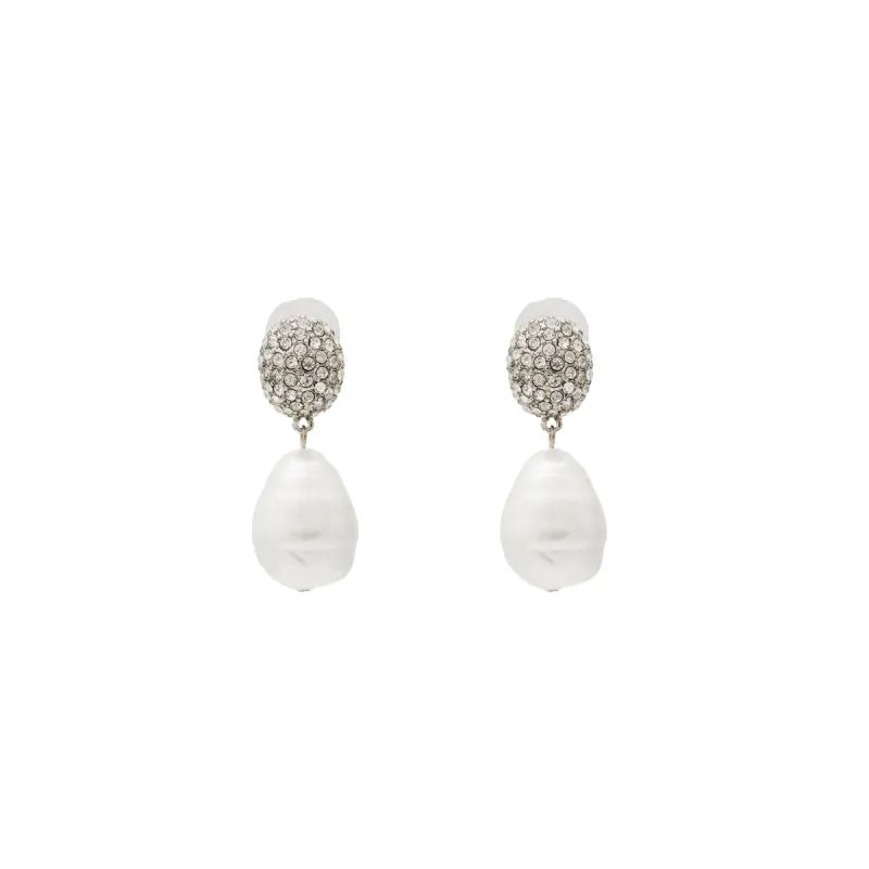 Rhodium White Baroque Pearl Drop Post Earring sold by Kenneth Jay Lane