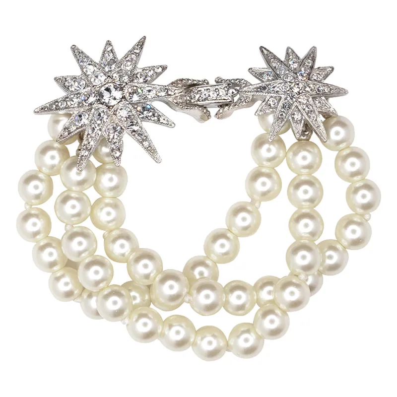 Cultura Pearl Starburst Clasp Bracelet sold by Kenneth Jay Lane