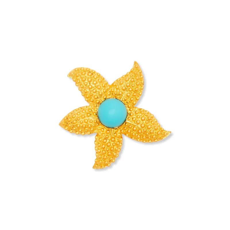 Gold & Turquoise Starfish Pin sold by Kenneth Jay Lane