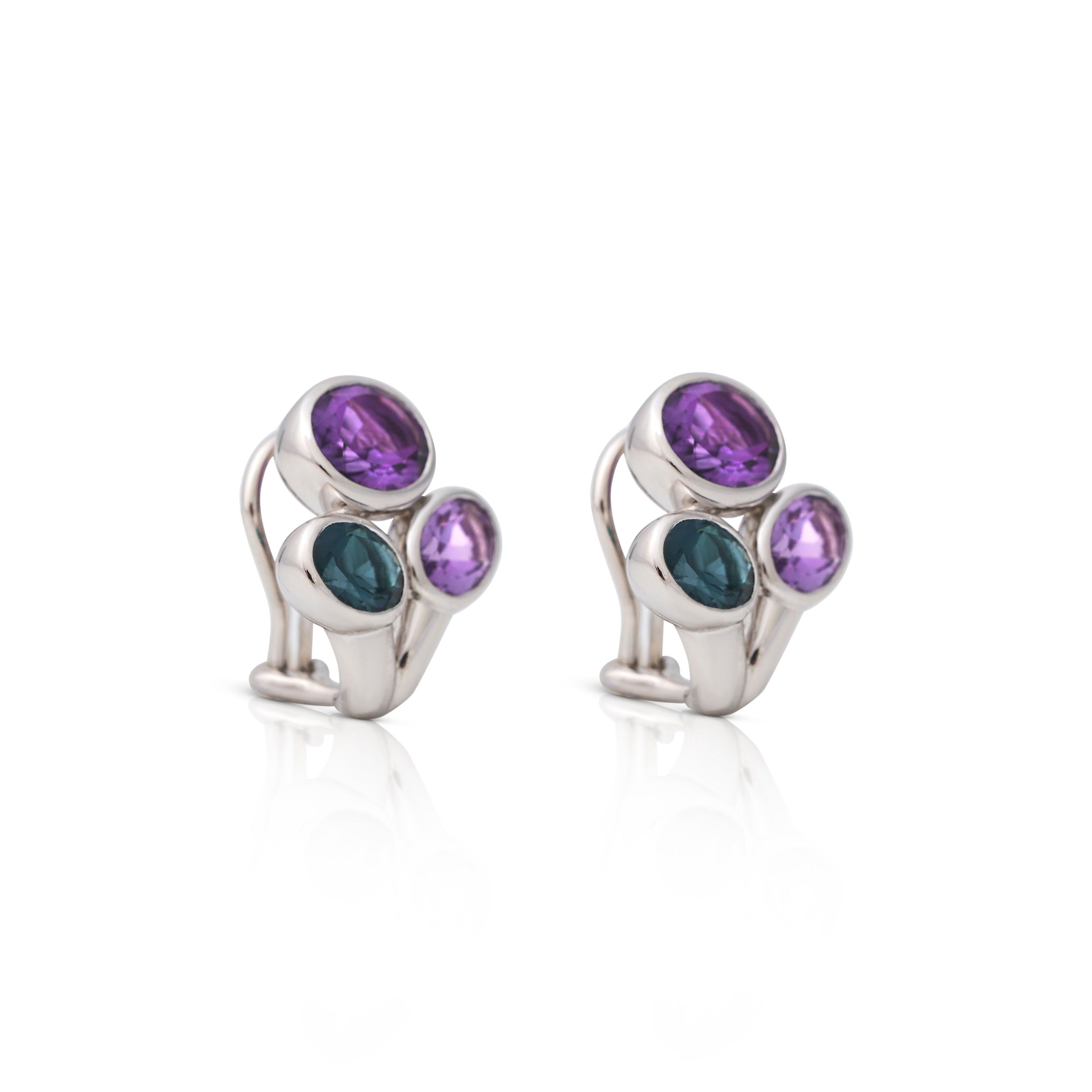 925 Silver w/ Pink Amethyst & Swiss Blue Topaz Post Earrings sold by Kenneth Jay Lane product image thumbnail 3