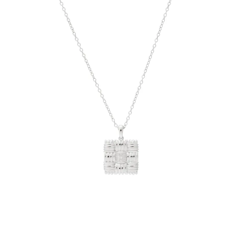 925 Silver w/ White Topaz Gemstone Square Pendant Necklace sold by Kenneth Jay Lane