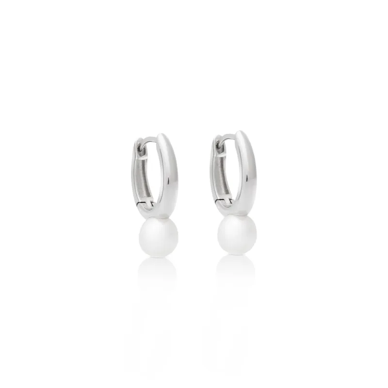 925 Silver & Freshwater Pearl Huggie Pierced Earring sold by Kenneth Jay Lane