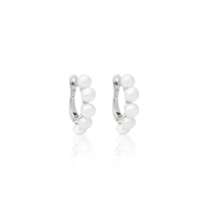 925 Silver & Freshwater Pearl Huggie Pierced Earring sold by Kenneth Jay Lane