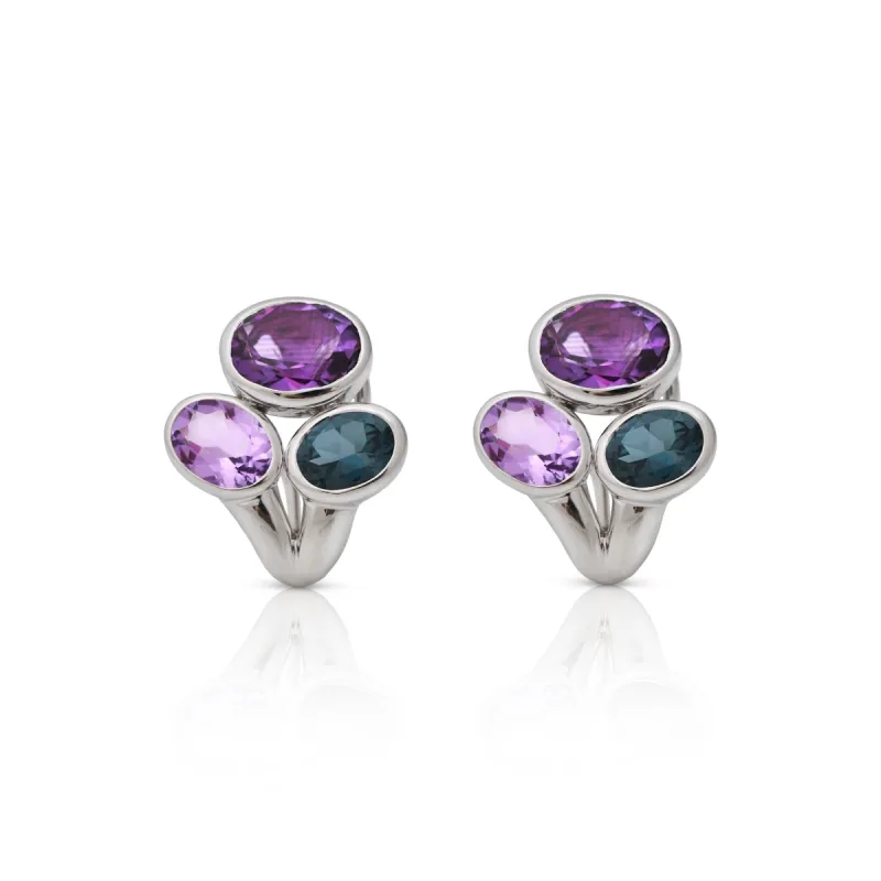 925 Silver w/ Pink Amethyst & Swiss Blue Topaz Post Earrings sold by Kenneth Jay Lane