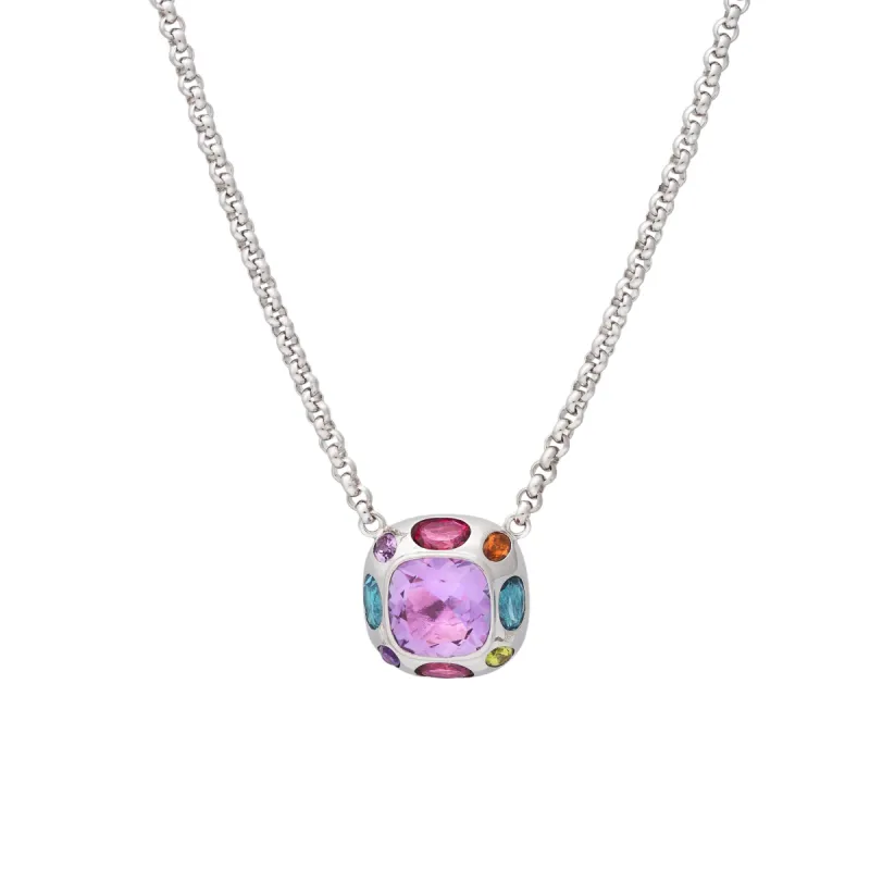 925 Silver and Pink Amethyst Center Pendant Necklace sold by Kenneth Jay Lane