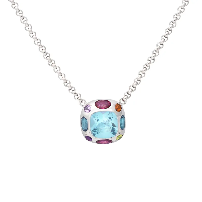 925 Silver and Swiss Blue Topaz Center Pendant Necklace sold by Kenneth Jay Lane