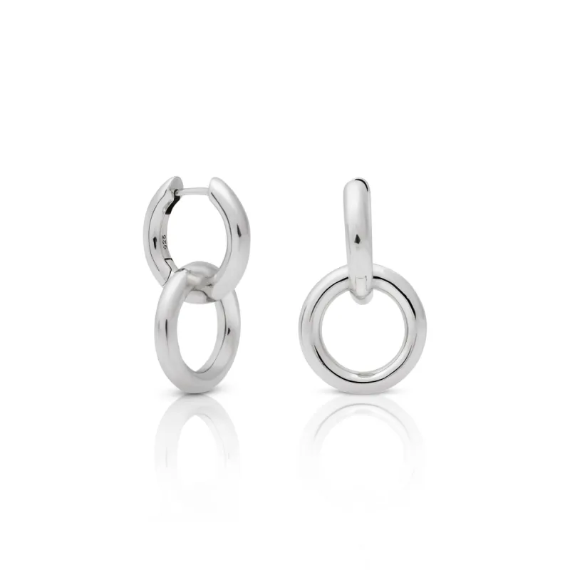 925 Silver Double Hoop Huggie Pierced Earrings sold by Kenneth Jay Lane