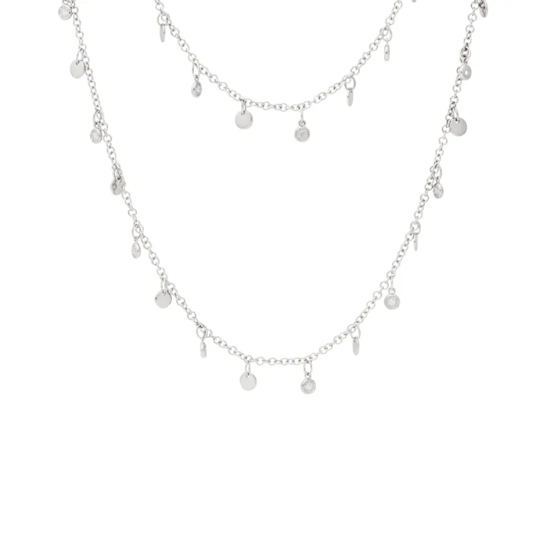 925 Silver w/ White Topaz Chanel Drop Necklace sold by Kenneth Jay Lane