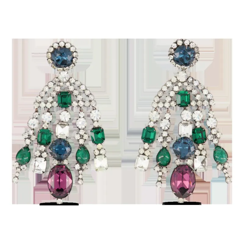 Vintage Sapphire, Emerald and Amethyst Stones Clip Earring sold by Kenneth Jay Lane