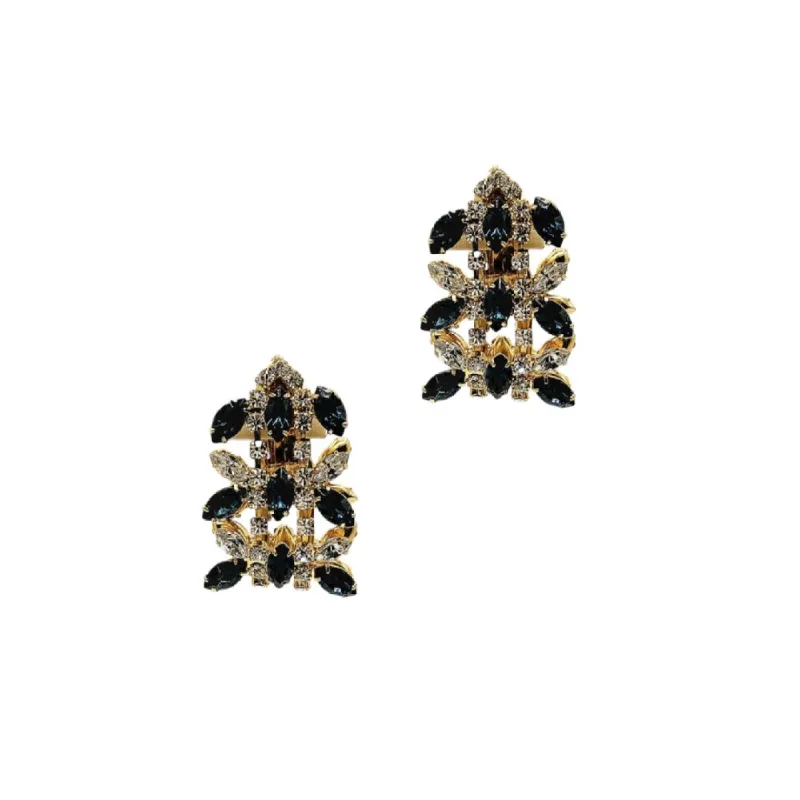 Gold and Crystal with Oval Sapphire Stones Clip Earring sold by Kenneth Jay Lane