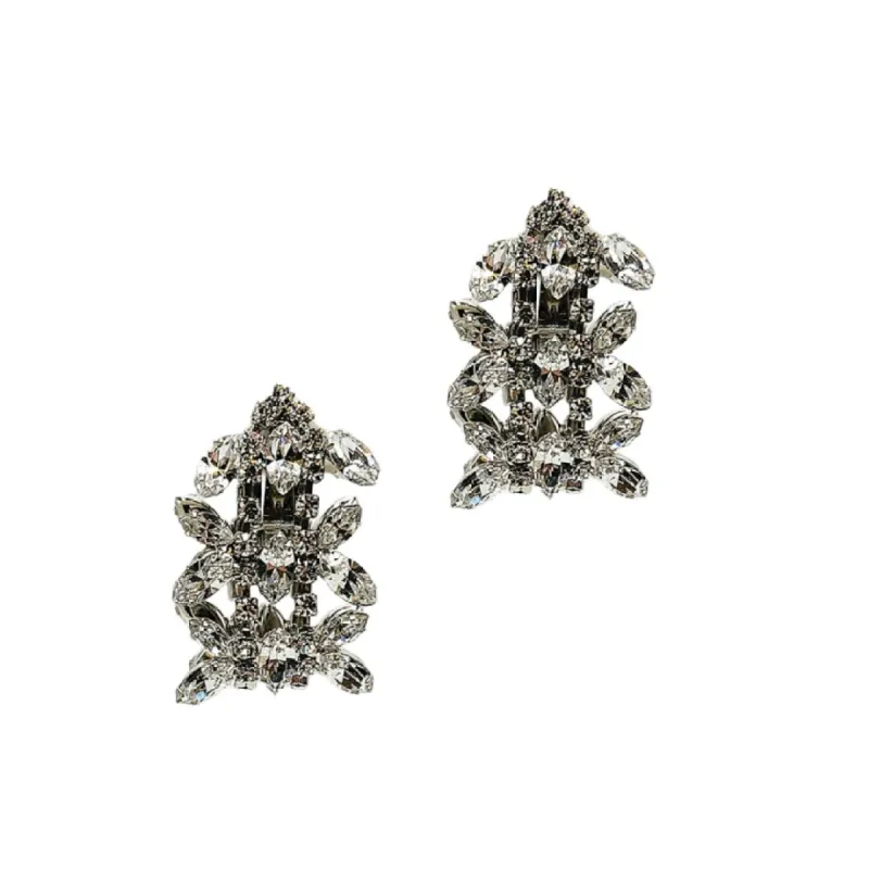 Silver and Oval Crystal Clip Earring sold by Kenneth Jay Lane