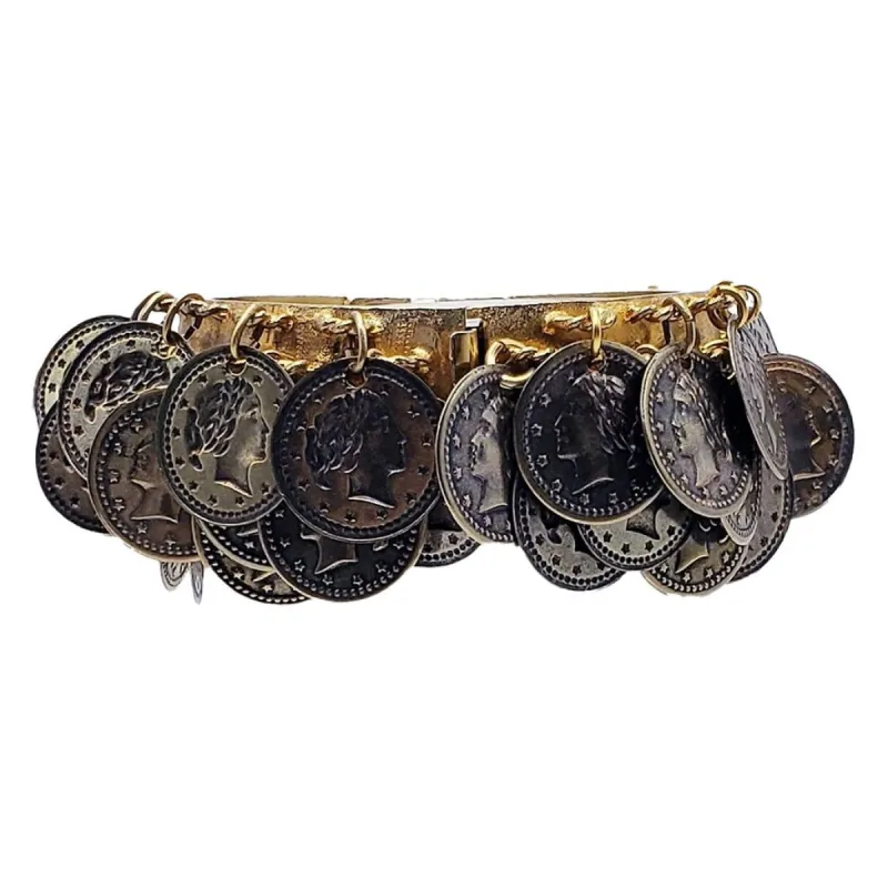 Vintage Brass Coins Bracelet sold by Kenneth Jay Lane