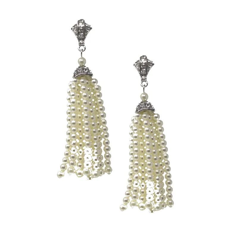 Pearl Tassel Pierced Earring sold by Kenneth Jay Lane