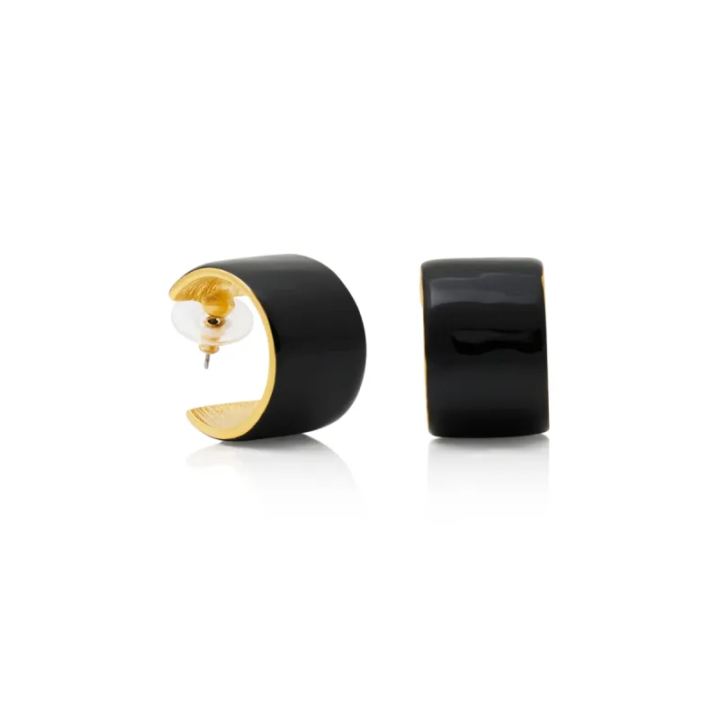 Black Enamel Hoop Pierced Earring sold by Kenneth Jay Lane