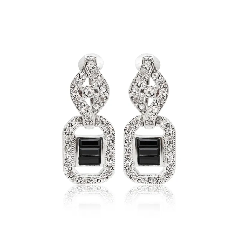 Midnight Silver Drop Clip-On Earrings sold by Kenneth Jay Lane