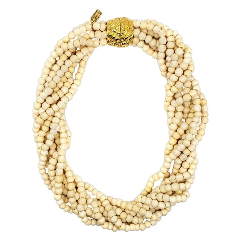 Vintage Eight Row Nested Wood Necklace sold by Kenneth Jay Lane