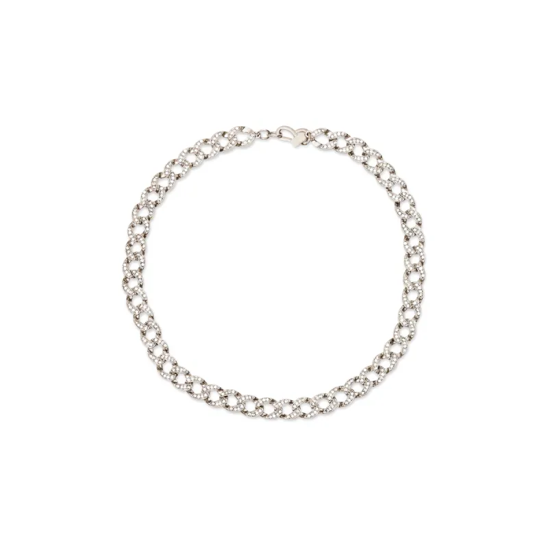 Silver & Crystal Chain Link Necklace sold by Kenneth Jay Lane