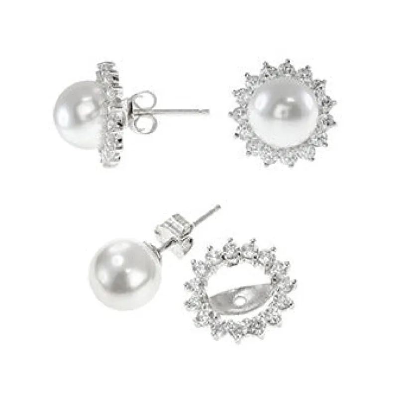 Pearl and CZ Earrings sold by Kenneth Jay Lane