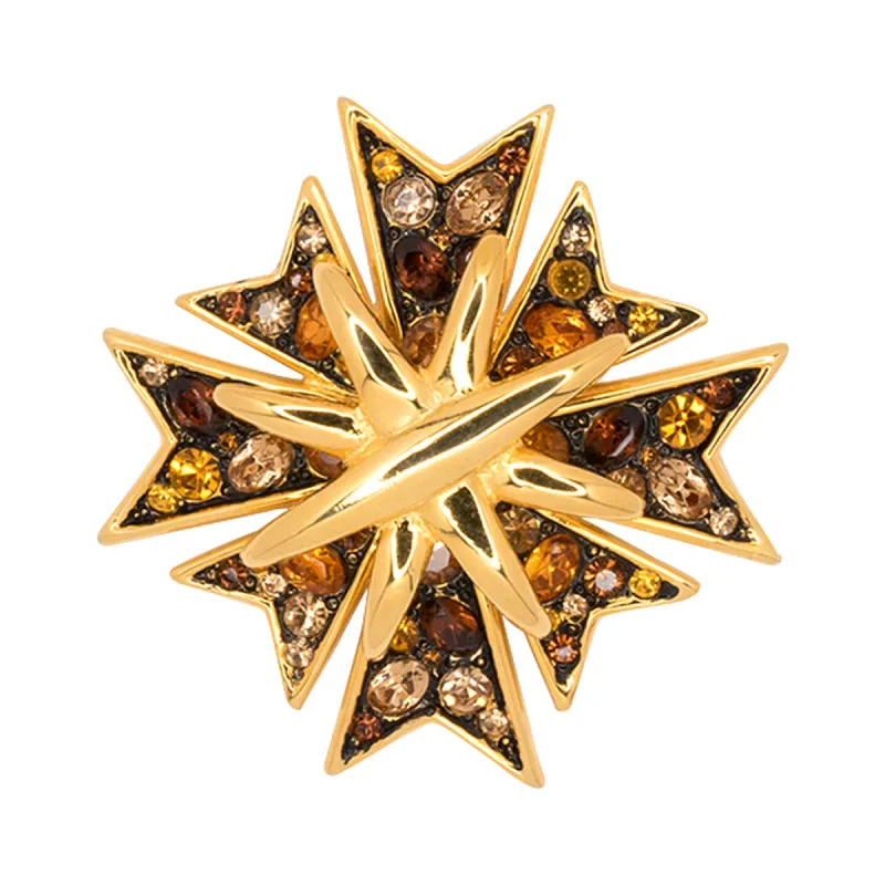 Multi Topaz Maltese Cross Pin sold by Kenneth Jay Lane